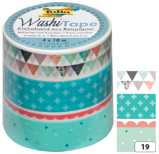 folia Deko-Klebeband Washi-Tape PASTELL, 4er Set von folia