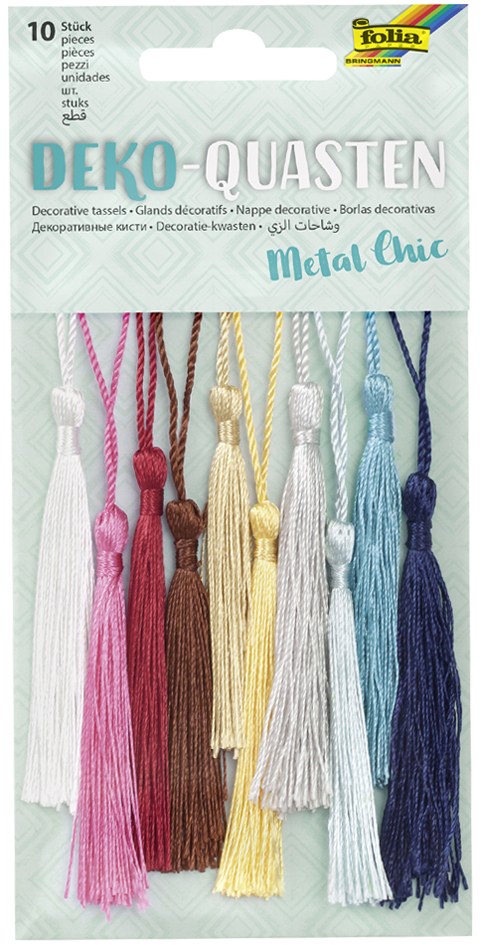 folia Deko-Quasten , METAL CHIC, , 10 farbig sortiert folia Deko-Quasten , METAL CHIC, , 10 farbig sortiert von folia