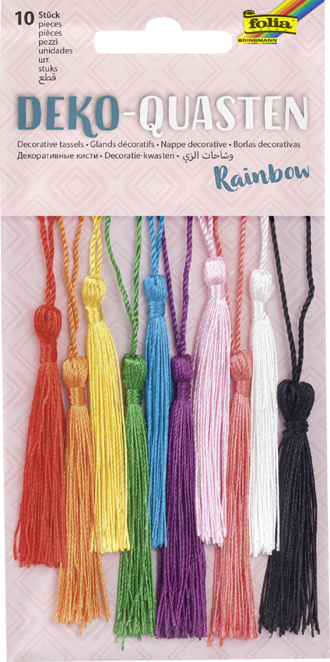 folia Deko-Quasten , RAINBOW, , 10-farbig sortiert von folia