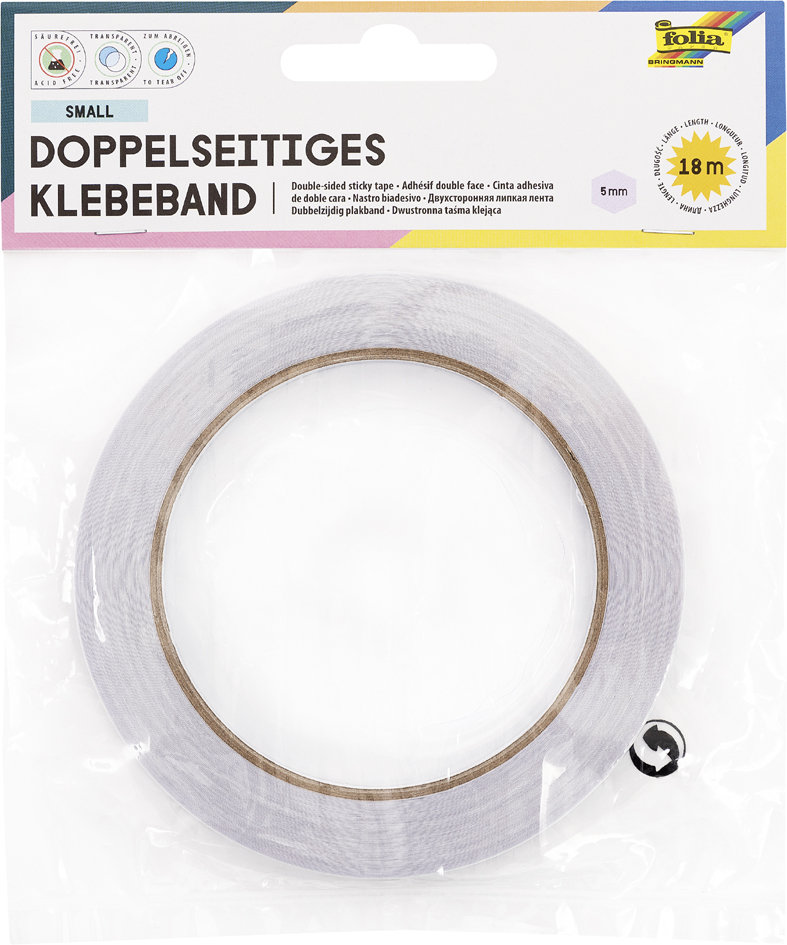 folia Doppelseitiges Klebeband, 5 mm x 18 m, transparent von folia