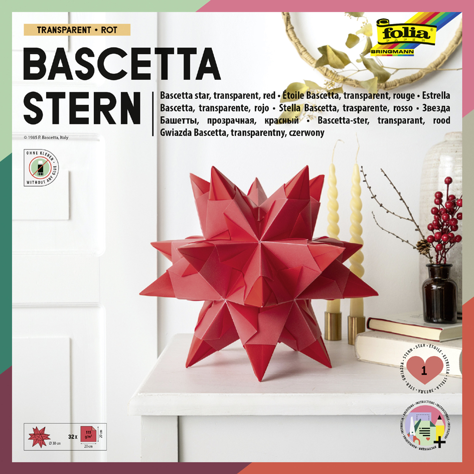folia Faltblätter Bascetta-Stern, 200 x 200 mm, rot von folia