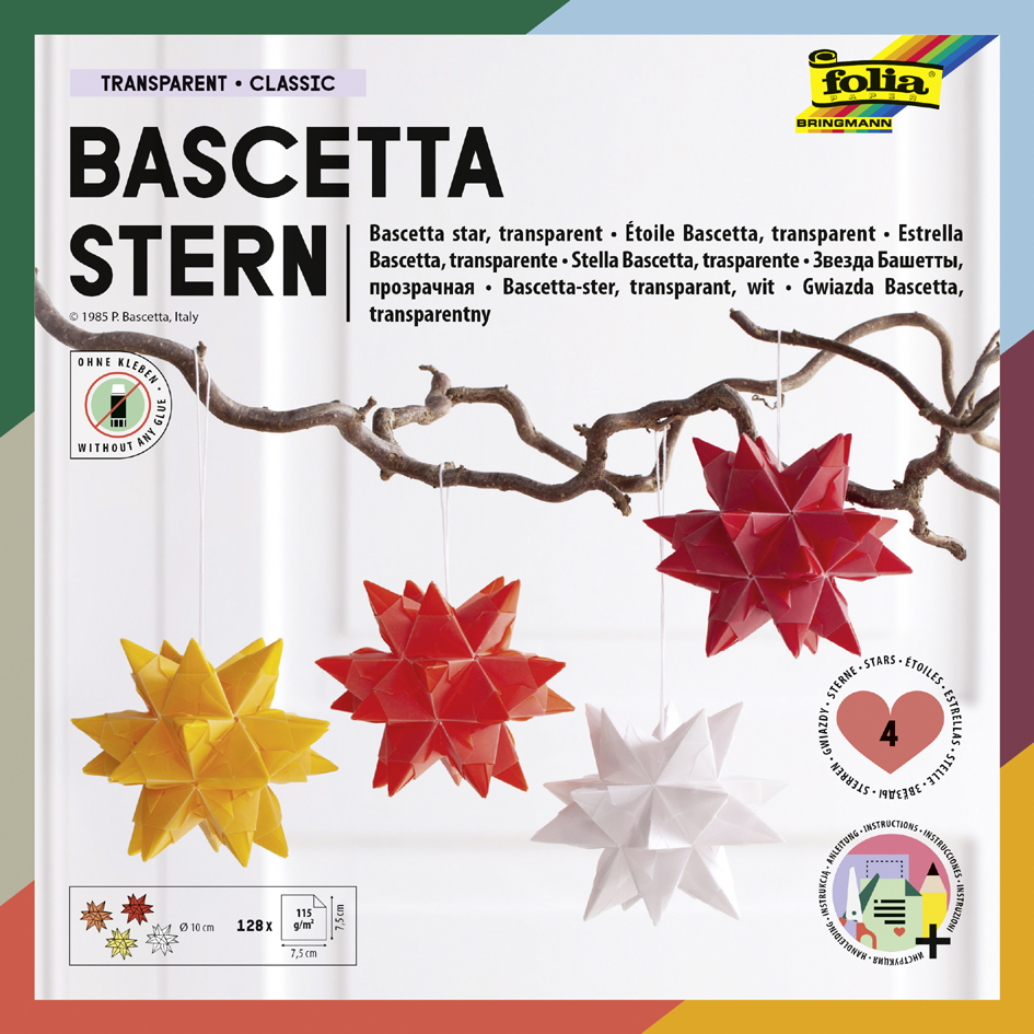 folia Faltblätter Bascetta-Stern, 75 x 75 mm, transparent von folia