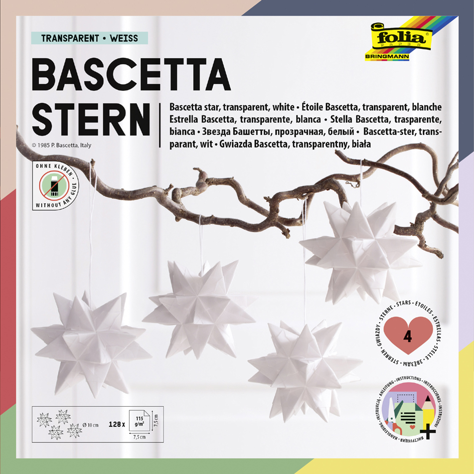 folia Faltblätter Bascetta-Stern, 75 x 75 mm, weiß von folia