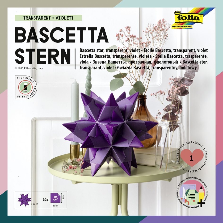 folia Faltblätter Bascetta-Stern, violett-transparent von folia