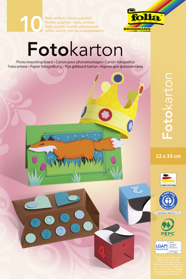 folia Fotokartonblock, 220 x 330 mm, farbig sortiert von folia