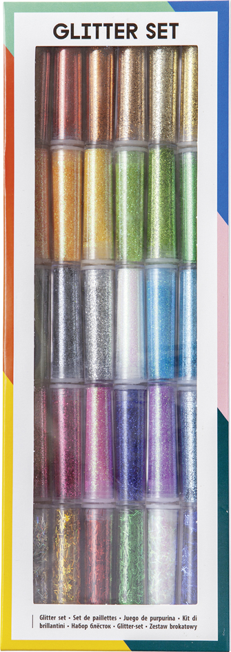 folia Glitterpulver-Set, 30 Dosen à 3 g, farbig sortiert von folia