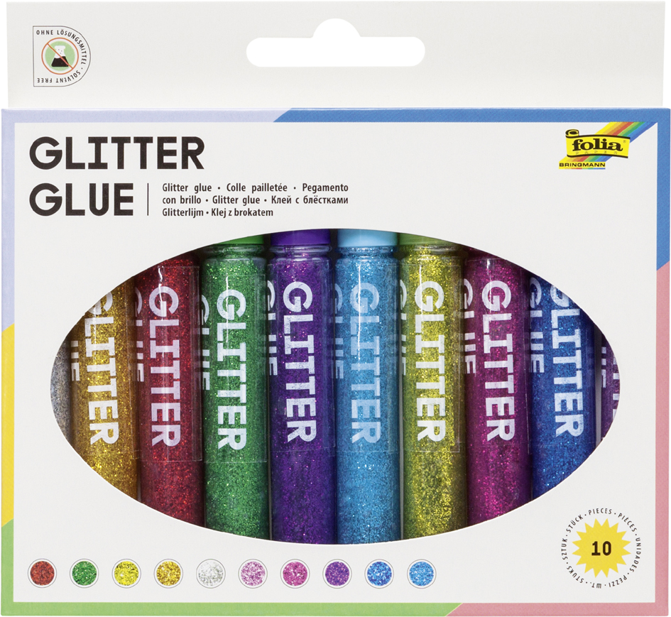 folia Glitzerkleber , Glitterglue, , 9,5 ml, farbig sortiert von folia