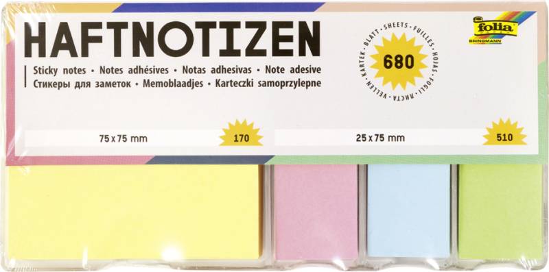 folia Haftnotizen in Spenderbox, bestückt von folia