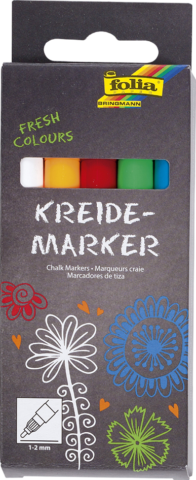 folia Kreidemarker , Fresh Colours, , 5er Set von folia