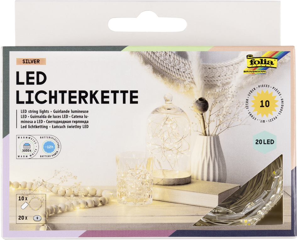 folia LED-Mini-Lichterkette, Batteriebetrieb, 20 LEDs folia LED-Mini-Lichterkette, Batteriebetrieb, 20 LEDs von folia