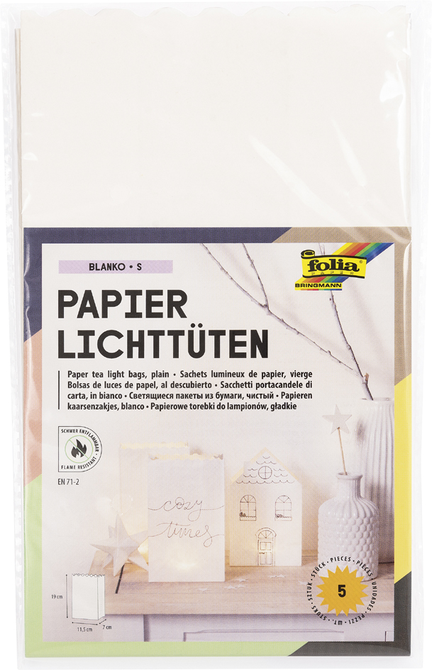 folia Lichtertüte , Blanko, , klein, aus Papier, weiß von folia