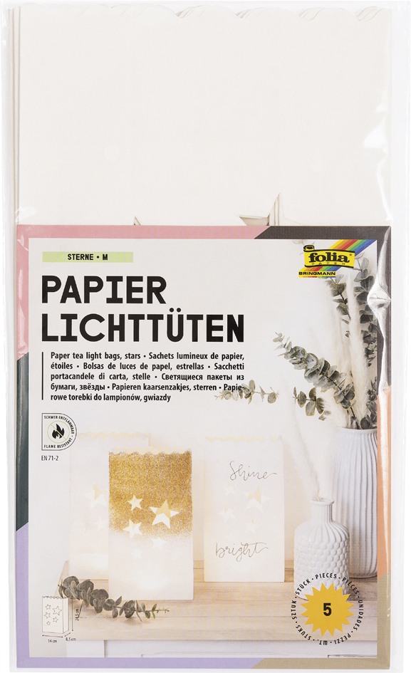 folia Lichttüten , Sterne, , groß, aus Papier, weiß folia Lichttüten , Sterne, , groß, aus Papier, weiß von folia