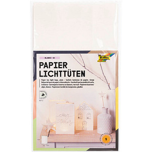 folia Papiertüten für Tischlichter ohne Motiv weiß 5 St. folia Papiertüten für Tischlichter ohne Motiv weiß 5 St. von folia