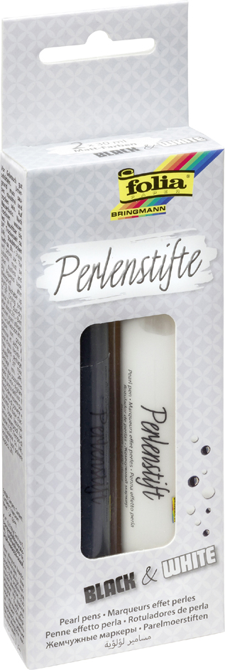 folia Perlenstifte , Black & White, , 30 ml, 2er Set von folia