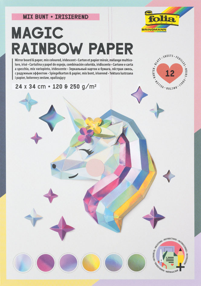 folia Regenbogen-Papier Block MAGIC RAINBOW, 240 x 340 mm von folia