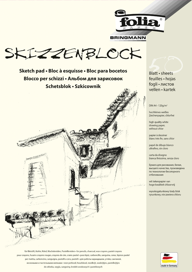 folia Skizzenblock, DIN A4, 120 g/qm, 50 Blatt von folia