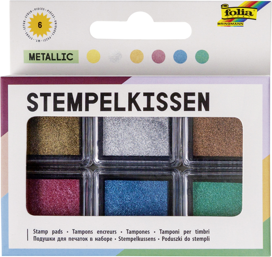 folia Stempelkissen Set , Metallic, , 6-farbig sortiert von folia