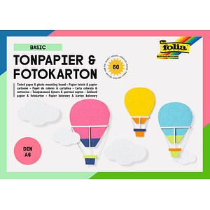 folia Tonpapier Block Basic farbsortiert 130/300 g/qm 60 St. von folia