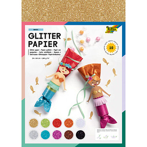 folia Tonpapier Glitterpapier farbsortiert 170 g/qm 1 Pack von folia