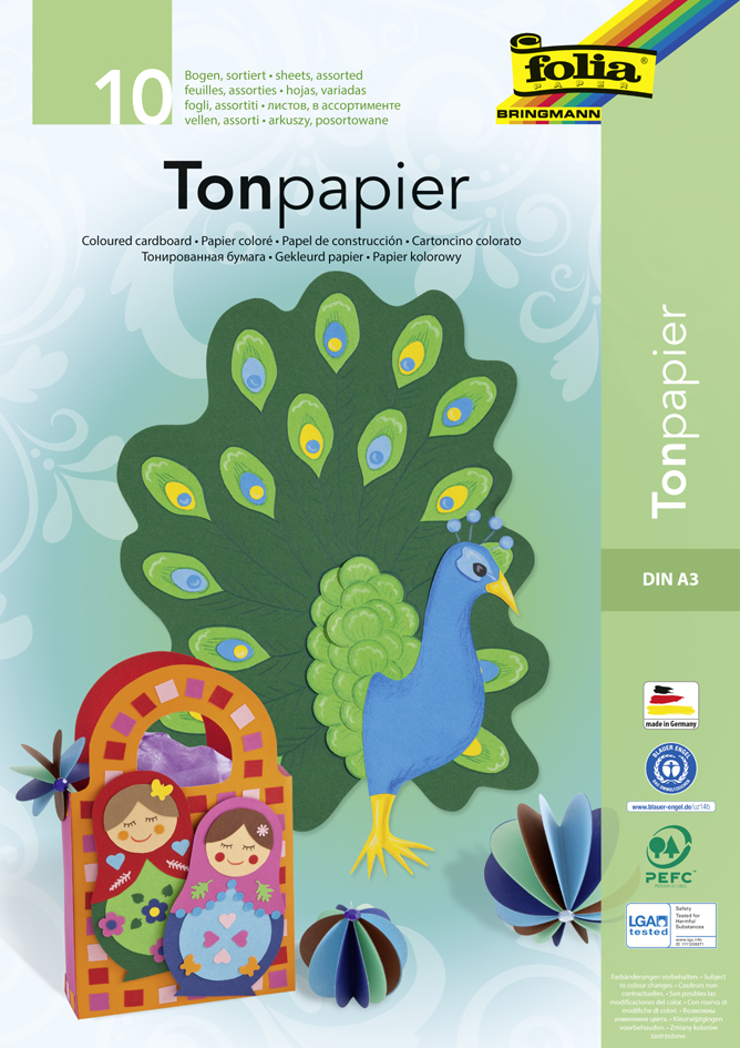 folia Tonpapierblock, DIN A4, 130 g/qm, 20 Blatt von folia