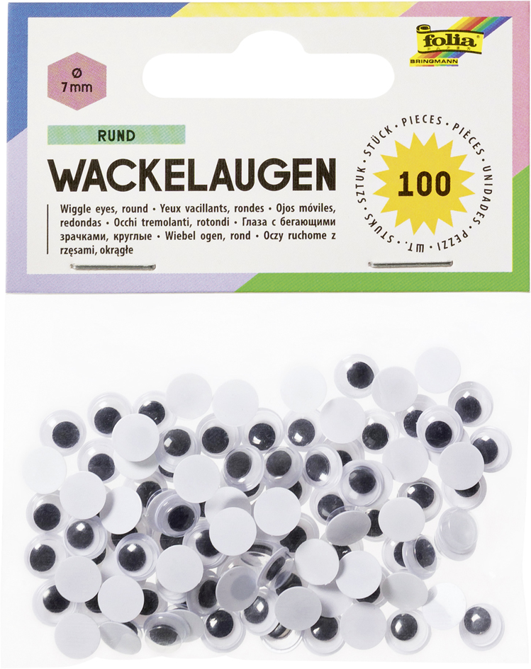 folia Wackelaugen, rund, 7 mm, nicht selbstklebend von folia