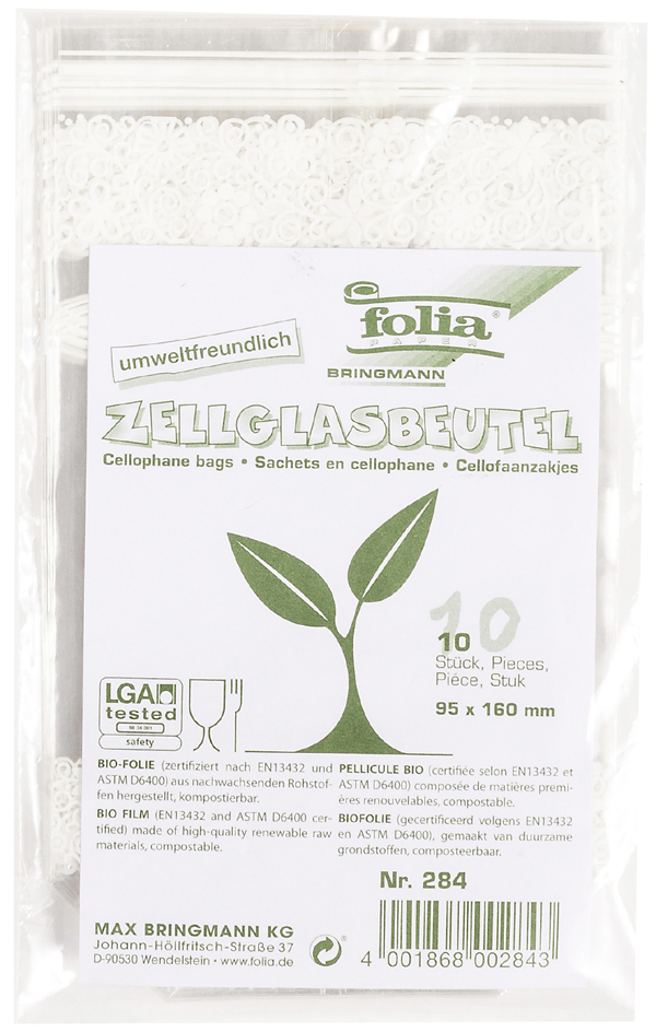 folia Zellglasbeutel Spitzendruck, Maße: (B)180 x (H)300 mm von folia