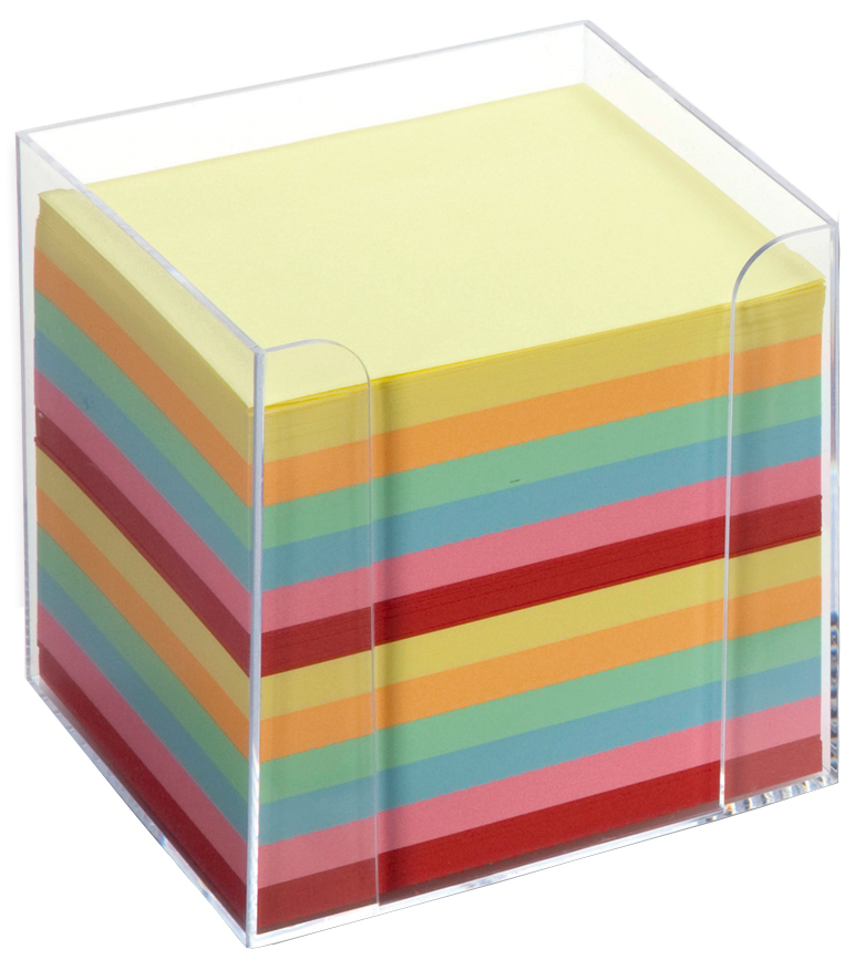 folia Zettelbox, Kunststoff, glasklar, Füllung: farbig von folia