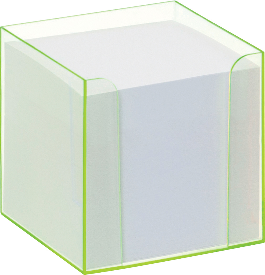 folia Zettelbox , Luxbox,  mit Leuchtkanten, grün, bestückt von folia