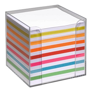 folia Zettelbox transparent inkl. 700 Notizzettel farbig sortiert von folia