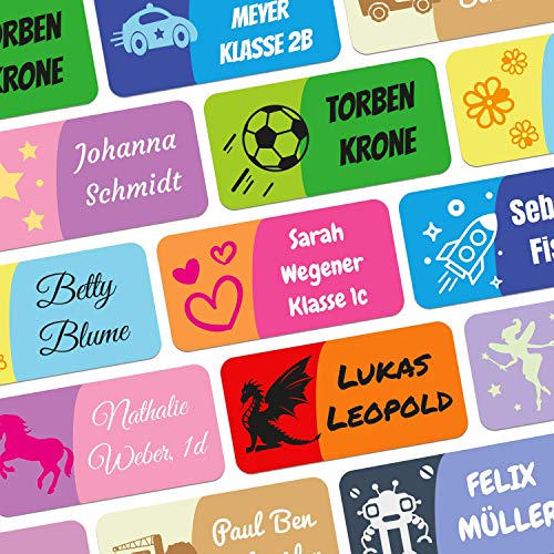 foliado® kids Namensaufkleber Kinder bis zu 3-zeilig Etikett 30x15mm Sticker Namensetikett Schule Kita personalisierte Klebeetiketten zur Kennzeichnung wasserfest APD-029 (60) von foliado