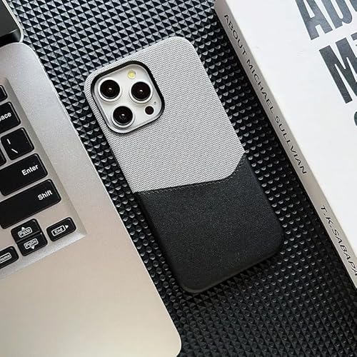 fonefunshop Stilvolle Hülle für iPhone 16 Reihe, zweifarbiges Design, Anti-Drop-Schutz, Kartenhalter, Stoffabdeckung, Mehrfarbig (Schwarz, iPhone 16 Pro Max) von fonefunshop