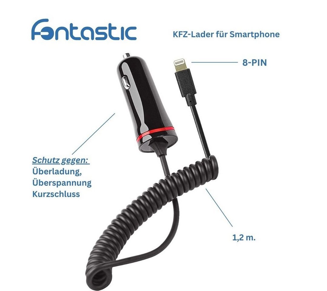 fontastic Kfz-Ladekabel Lightning 1A Smartphone-Ladegerät von fontastic