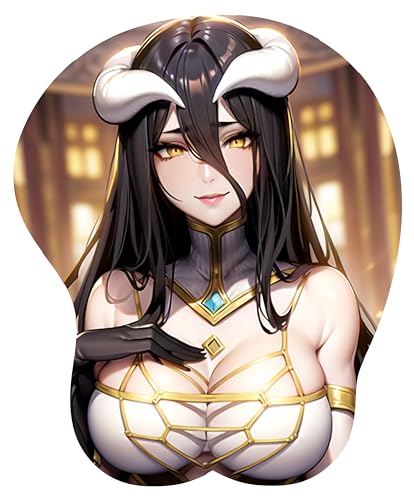 fonyell Overlord Albedo 3D-Anime-Mauspad mit Handgelenkstütze, Gel, Cartoon-Mauspad, Kissen, rutschfestes Mauspad für Büro, Gaming-Mauspads (Version 3) von fonyell