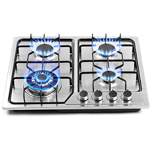 Integrierter Gaskocher, 22 x 20 Zoll, 4 Brenner, Edelstahlherd mit Umrüstsatz NG/LPG, Thermoelementschutz und leicht zu reinigen (20 x 22 Liter) von forimo