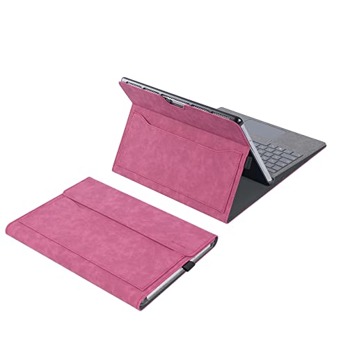 Schutzhülle für 2022 Neue Microsoft Surface Pro 9/2021 Microsoft Surface Pro 8, 13 Zoll PU Leder Hülle kompatibel mit Typabdeckung und Stifthalter (Rose Red) von forubar