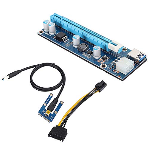 fosa Mini PCI-E Express 16 x Extender Riser-Adapter (USB 3.0-Kabel-Adapter-Karte mit SATA-Stromkabel für Video- und (6-Pin, 1 x zu 16 x) von fosa