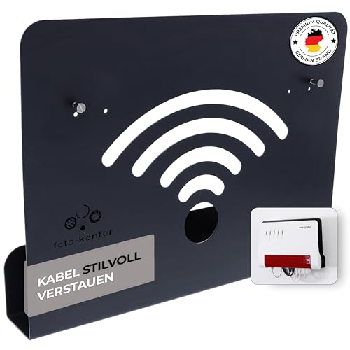 foto-kontor Wandhalterung kompatibel mit AVM FRITZBox Modem Router mit Kabelmanagement 7690 7590 7590 AX 6660 Cable 7530 5530 8850 6850 6660 6890 7490 schwarz von foto-kontor
