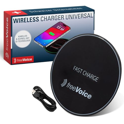 freeVoice Wireless Charger Universal I Induktive Ladestation für Handy, Smartwatch & Kopfhörer I 15 Watt drahtloses Ladegerät I Schnellladegerät für Qi-kompatible Geräte I Kabelloses Ladegerät freeVoice Wireless Charger Universal I Induktive Ladestation für Handy, Smartwatch & Kopfhörer I 15 Watt drahtloses Ladegerät I Schnellladegerät für Qi-kompatible Geräte I Kabelloses Ladegerät von freeVoice