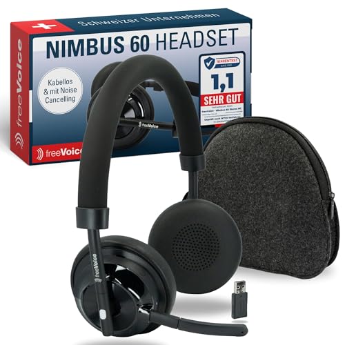 freeVoice Nimbus 60 Stereo NC I Headset kabellos bis 26h Gesprächszeit I Bluetooth-Kopfhörer mit Noise-Cancelling-Mikrofon I Office-Headset Wireless mit 30m Reichweite I Kompatibel mit MS Teams freeVoice Nimbus 60 Stereo NC I Headset kabellos bis 26h Gesprächszeit I Bluetooth-Kopfhörer mit Noise-Cancelling-Mikrofon I Office-Headset Wireless mit 30m Reichweite I Kompatibel mit MS Teams von freeVoice