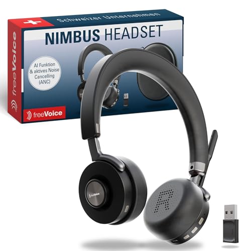 freeVoice Nimbus 80 Stereo ANC I Active-Noise-Cancelling Kopfhörer bis 23h Gesprächszeit I Bluetooth-Kopfhörer mit Mikrofon I Kabelloses Headset mit 15m Reichweite I Büro-Headset kabellos freeVoice Nimbus 80 Stereo ANC I Active-Noise-Cancelling Kopfhörer bis 23h Gesprächszeit I Bluetooth-Kopfhörer mit Mikrofon I Kabelloses Headset mit 15m Reichweite I Büro-Headset kabellos von freeVoice
