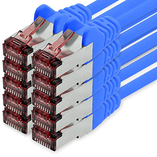 Netzwerkkabel Cat.6 0,25m blau - 10 x Ethernetkabel Lankabel Cat6 Lan Netzwerk Kabel Sftp Pimf Patchkabel 1000 Mbit s von freiwerk