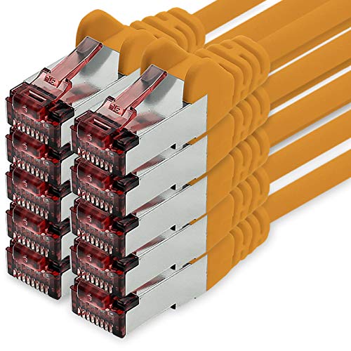 Netzwerkkabel Cat.6 0,25m orange - 10 x Ethernetkabel Lankabel Cat6 Lan Netzwerk Kabel Sftp Pimf Patchkabel 1000 Mbit s von freiwerk