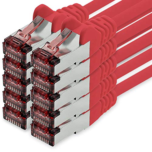 Netzwerkkabel Cat.6 0,5m rot - 10 x Ethernetkabel Lankabel Cat6 LAN Netzwerk Kabel Sftp Pimf Patchkabel 1000 Mbit s von freiwerk