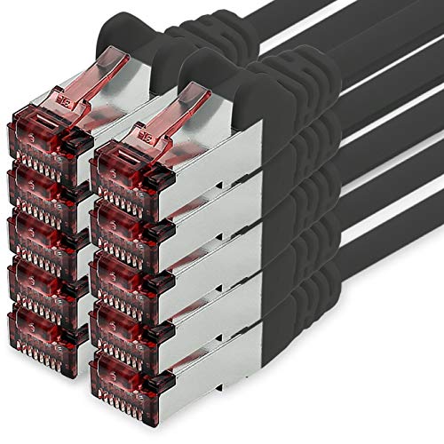 Netzwerkkabel Cat.6 10m schwarz - 10 x Ethernetkabel Lankabel Cat6 Lan Netzwerk Kabel Sftp Pimf Patchkabel 1000 Mbit s von freiwerk