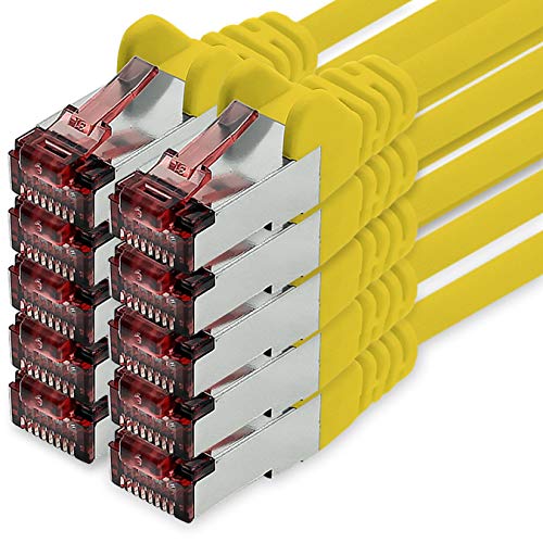 Netzwerkkabel Cat.6 1m gelb - 10 x Ethernetkabel Lankabel Cat6 Lan Netzwerk Kabel Sftp Pimf Patchkabel 1000 Mbit s von freiwerk