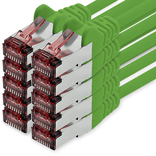 Netzwerkkabel Cat.6 1m grün - 10 x Ethernetkabel Lankabel Cat6 Lan Netzwerk Kabel Sftp Pimf Patchkabel 1000 Mbit s von freiwerk