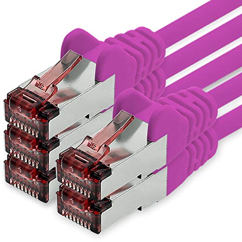 Netzwerkkabel Cat.6 2m magenta - 5 x Ethernetkabel Lankabel Cat6 Lan Netzwerk Kabel Sftp Pimf Patchkabel 1000 Mbit s von freiwerk