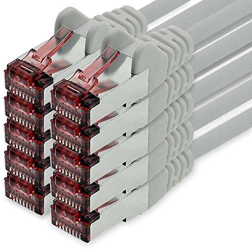 Netzwerkkabel Cat.6 3,0 m grau - 10 x Ethernetkabel Lankabel Cat6 Lan Netzwerk Kabel Sftp Pimf Patchkabel 1000 Mbit s von freiwerk