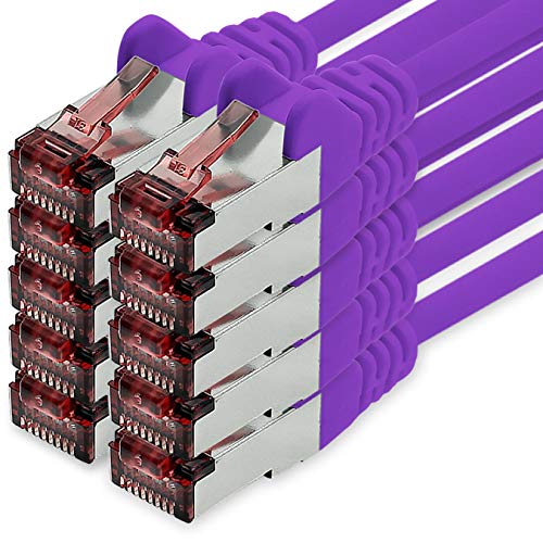 Netzwerkkabel Cat.6 3m violett - 10 x Ethernetkabel Lankabel Cat6 Lan Netzwerk Kabel Sftp Pimf Patchkabel 1000 Mbit s von freiwerk