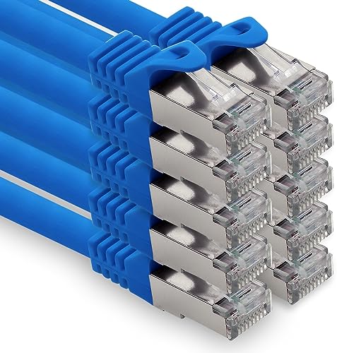 freiwerk 0,25m - blau - 10 Stück CAT.7 Netzwerkkabel Lan Ethernet Patch Kabel S-FTP LSZH PIMF 10GB s RJ45 Stecker Cat6a von freiwerk